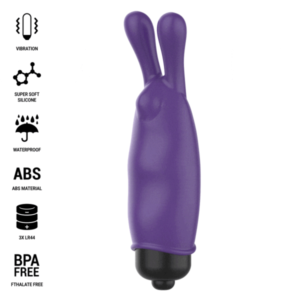 Mini-vibromasseur Intense Fun Mystic en forme de lapin, avec ses deux oreilles