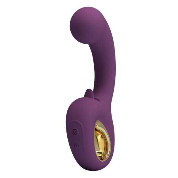 Vibromasseur à double stimulation Pretty Love Brynnlee de couleur violette, avec sa languette externe