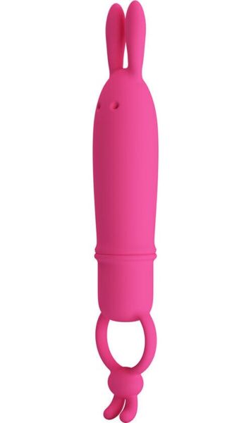 Vibromasseur rabbit Pretty Love BI-300133 en silicone, avec oreilles de lapin et anneau de maintien