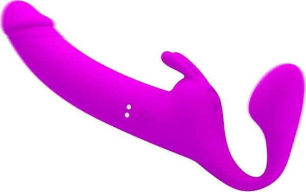 Strap-on sans harnais Pretty Love BI-040171, en silicone, avec deux têtes vibrantes