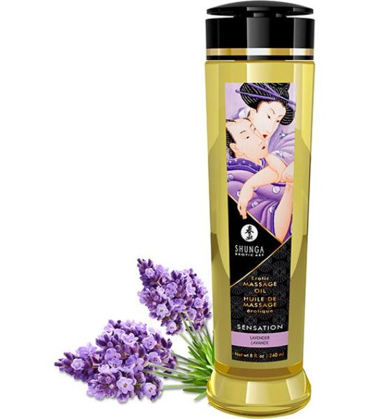 Huile de massage Shunga Erotic Massage Oil de 240 ml dans son flacon transparent