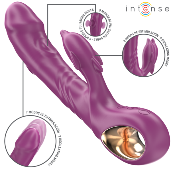Vibromasseur Intense Halle en forme de dauphin avec langue stimulante, de couleur violette