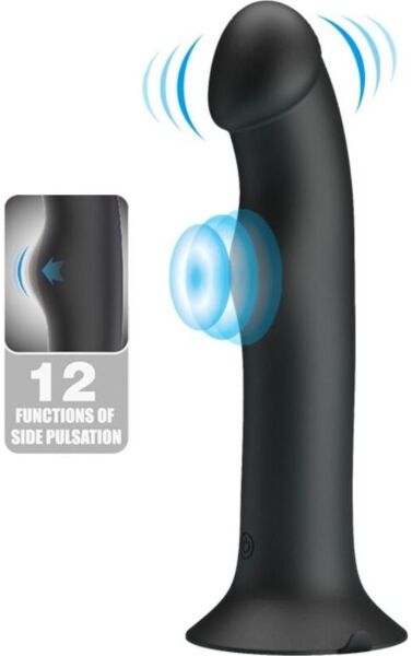 Vibromasseur Pretty Love BI-014952 en silicone noir, avec tête phallique et base à ventouse