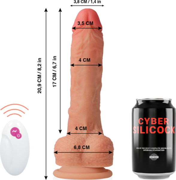 Gode Cyber Silicock Master Huck à la forme réaliste, avec veines, gland, testicules et base à ventouse