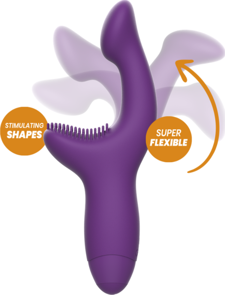 Vibromasseur à double stimulation Rewolution Rewokiss, avec sa tige et son bras pour le clitoris