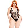 Teddy Leg Avenue Dentelle Fleurie Deep-V Taille Plus