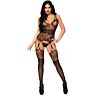 Leg avenue bodystocking tipo liguero de encaje floral
