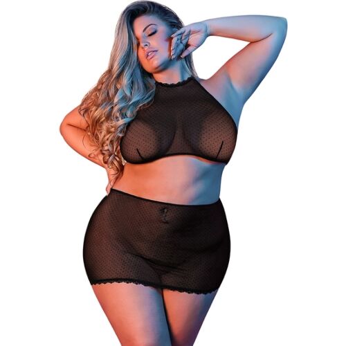 Ensemble de lingerie MESH HALTER & SKIRT - Élégance et sensualité