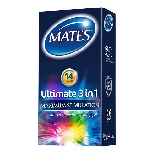 Préservatifs Mates 3 en 1 avec gel chauffant
