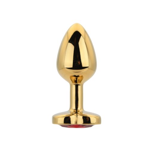 Plug anal Toosh Heart Shaped Gold avec gemme rouge
