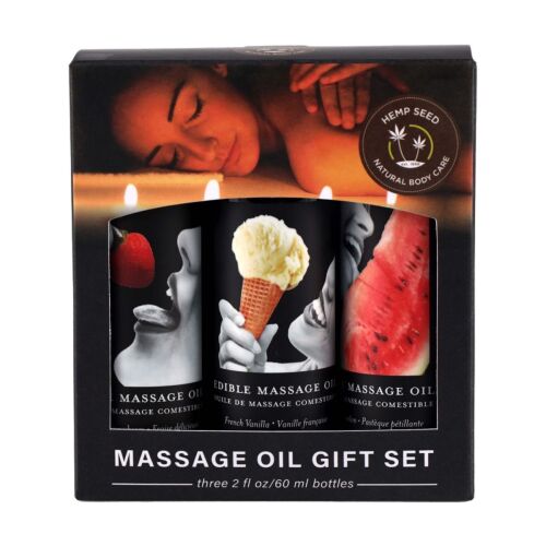 Huile de massage comestible Earthly Body Set de 3 essences