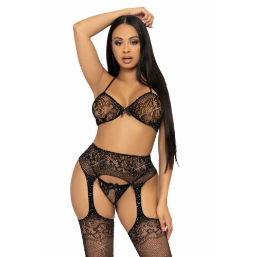Ensemble lingerie Leg Avenue 3 pièces élégant et coquin