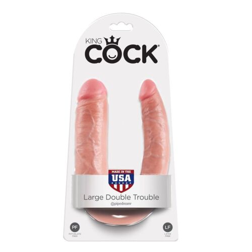 Dildo double pénétration King Cock 17.8 cm naturel