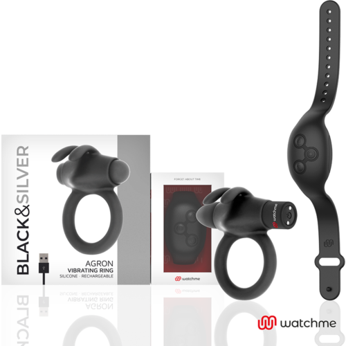 Cockring vibrant BLACK&SILVER Agron WatchMe télécommandé