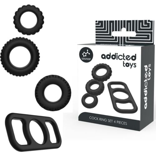 Anneaus Pénis Addicted Toys - Set de 4 en Silicone