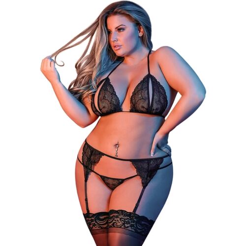 Ensemble de lingerie BRA GARTER & G-SET BLACK L/XL