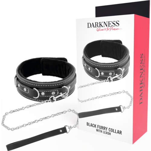 Collier en cuir DARKNESS avec laisse réglable
