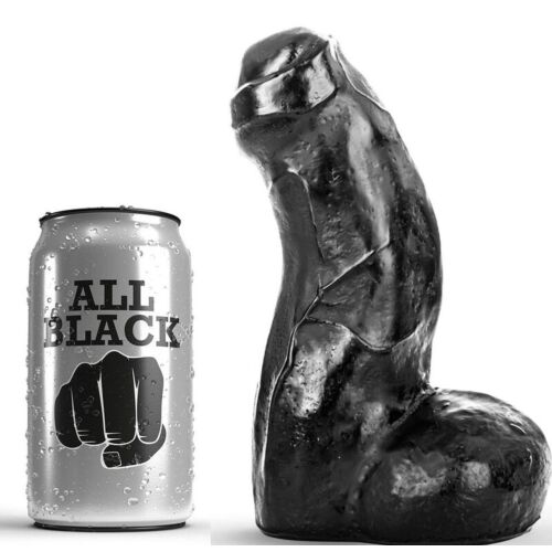 Gode réaliste ALL BLACK 17 cm souple et flexible