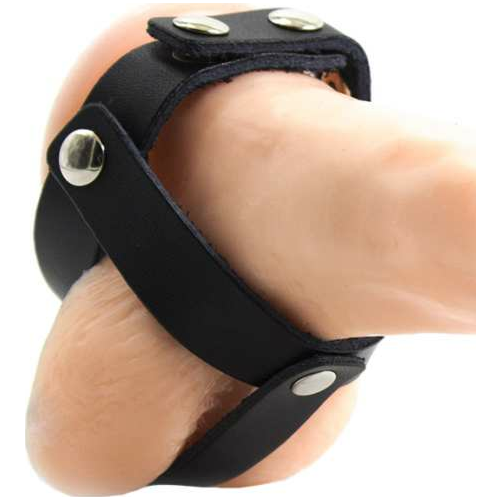Gaine de cuir OHMAMA FETISH pour testicules ajustable