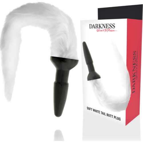 Plug Anal DARKNESS avec Queue Blanche - Stimulation Visuelle