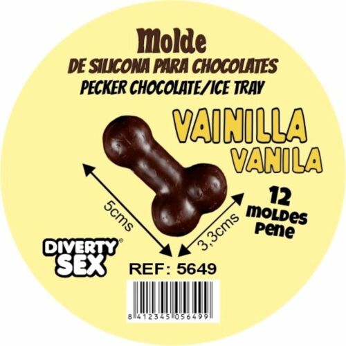 Moule à chocolat Diablo Picante avec 12 pénis en silicone