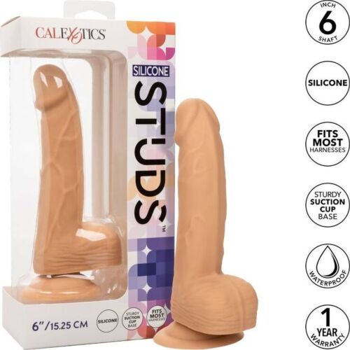 Pénis réaliste CALEXOTICS Silicone Studs 15.24 cm avec base de succion