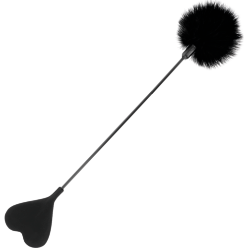 Fouet Darkness 40 cm avec plumes stimulantes