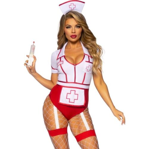 Costume sexy d’infirmière LEG AVENUE COSTUMES rouge et blanc S