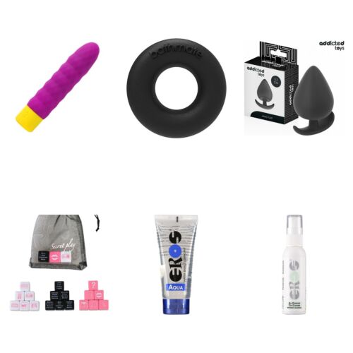 Coffret de sextoys de base avec bullet, anneau, plug et dés