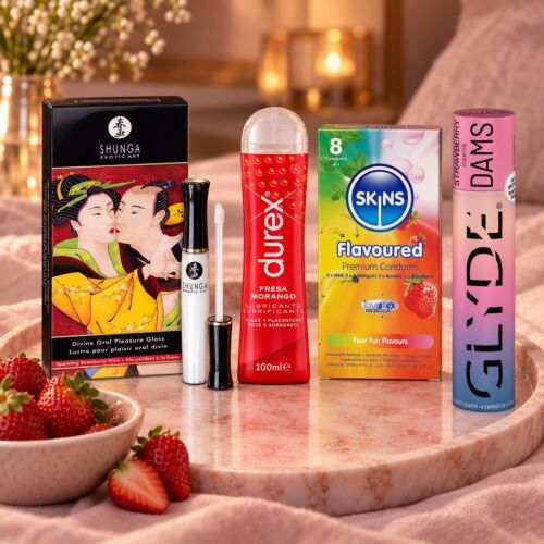 Coffret sexe oral avec gloss, lubrifiant et préservatifs aromatisés