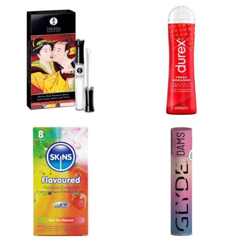 Coffret sexe oral avec gloss, lubrifiant et préservatifs aromatisés