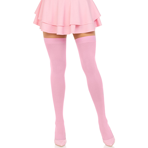 Bas Leg Avenue en nylon rose jusqu'au haut de la cuisse