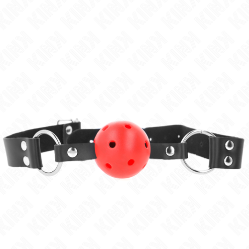 Bâillon boule respirante KINK 4 cm à double rivet 62,5 x 2,5 cm réglable 42-58 cm
