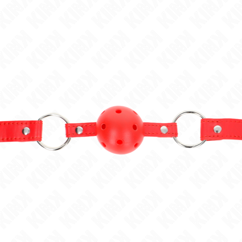 Bâillon boule respirant KINK 4 cm avec double rivet Modèle 1 62,5 x 2,5 cm ajustable 42-58 cm