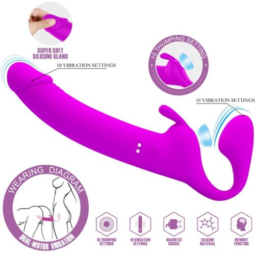 Dildo strap-on Pretty Love Zanini avec 10 vibrations