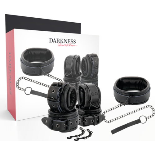 Sets Bondage DARKNESS - Collier et menottes en cuir