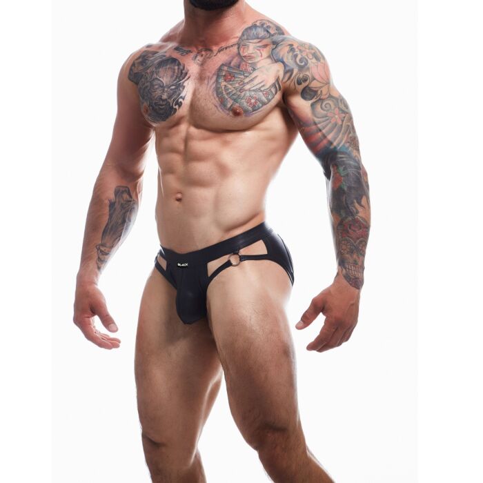 C4M Dungeon Black Leatherette Jockstrap - Large C4M Dungeon Black Leatherette Jockstrap - Large