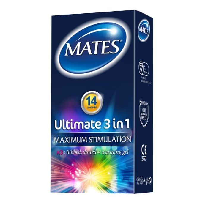 Mates Ultimate 3 in 1 Condoms 14 Pack Mates Ultimate 3 in 1 Condoms 14 Pack