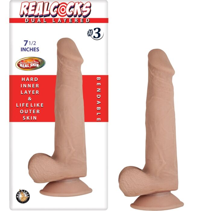 RealCocks Dual Layer Bendable Dildo 7.5 Inch Vanilla RealCocks Dual Layer Bendable Dildo 7.5 Inch Vanilla