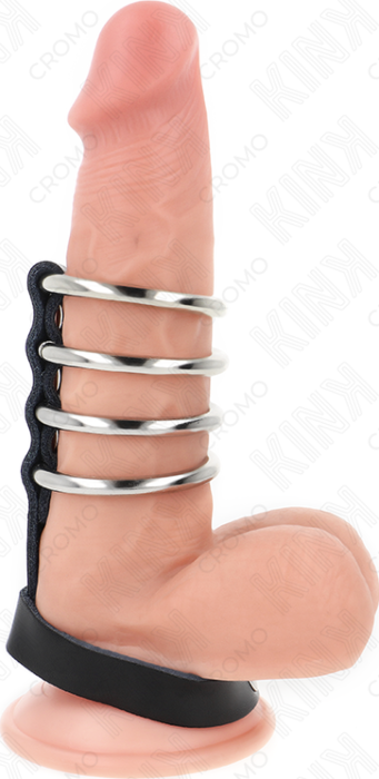 Anillos Pene KINK 4 Metal con Correa de Cuero