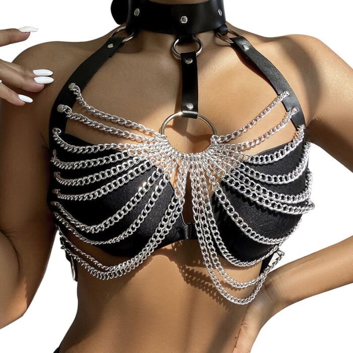 Arnés de Pecho Sublime Fetish Cadenas Elegante Arnés de Pecho Sublime Fetish Cadenas Elegante