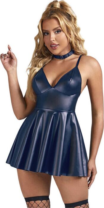 Camisón Sexy SUBBLIME Azul Cuero PU con Tirantes Camisón Sexy SUBBLIME Azul Cuero PU con Tirantes