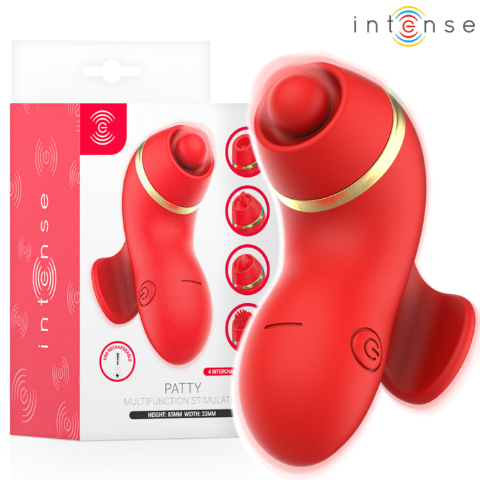 INTENSE - PATTY ESTIMULADOR CON 4 CABEZALES, SUCCIÓN, TAPPING, TICKLING Y LICKING INTENSE - PATTY ESTIMULADOR CON 4 CABEZALES, SUCCIÓN, TAPPING, TICKLING Y LICKING
