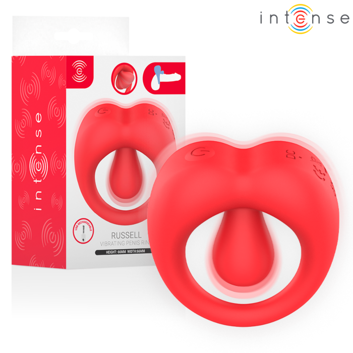 INTENSE - RUSSELL VIBRATING PENIS RING WITH CLITORIS STIMULATION RED INTENSE - RUSSELL VIBRATING PENIS RING WITH CLITORIS STIMULATION RED