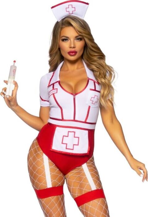 Costume sexy d’infirmière LEG AVENUE COSTUMES rouge et blanc S