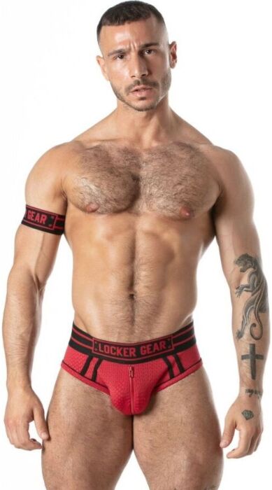 Slip jock LOCKER GEAR Sport Mesh rouge S