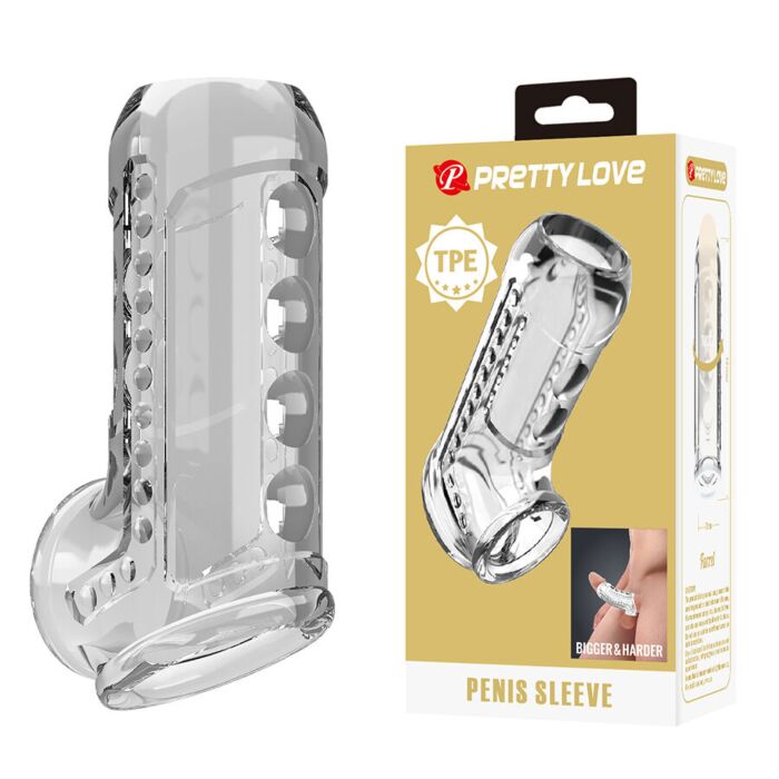 PRETTY LOVE - TRANSPARENT TEXTURED PENIS SHEATH PRETTY LOVE - TRANSPARENT TEXTURED PENIS SHEATH