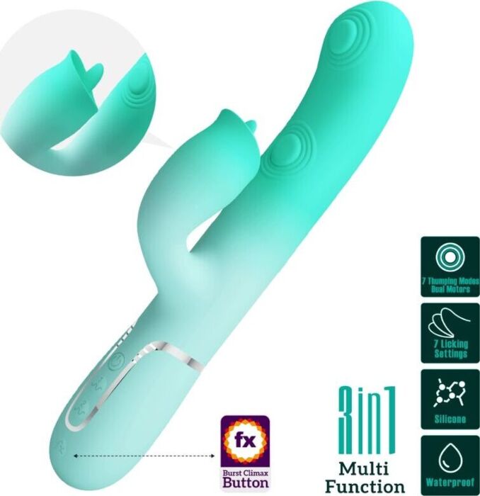 Vibrador Rabbit Pretty Love Gigi Verde Agua Multifunción Vibrador Rabbit Pretty Love Gigi Verde Agua Multifunción